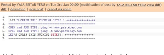 ישראלים שניסו בלילה להפיל את האתר שפרסם את הודעת ההאקר / מתוך: צילום מסך